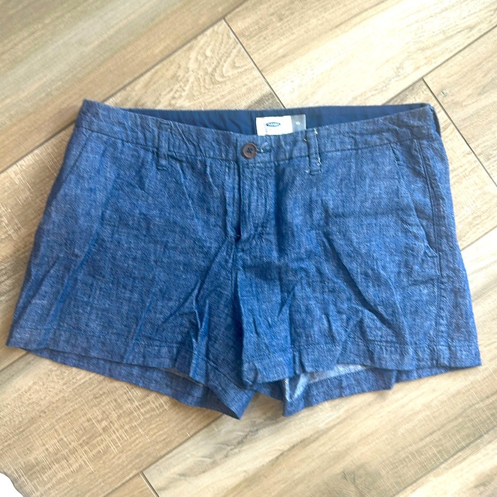 Chambray flat front shorts